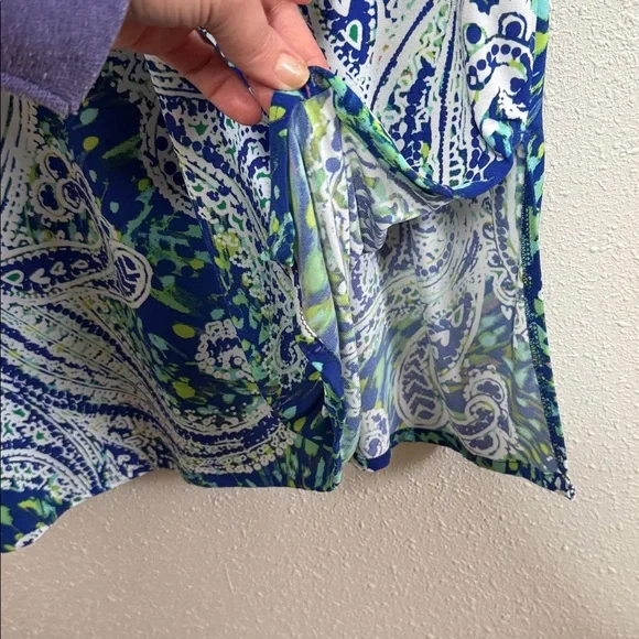 Chico's Blue & Green Paisley V-Neck Short Sleeve Midi Dress Size 2 - Picture 5 of 6